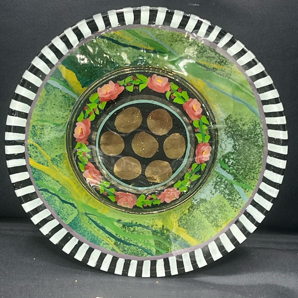 Mackenzie-Childs Salad/Dessert Plate Hand-painted Heirloom Small Roses